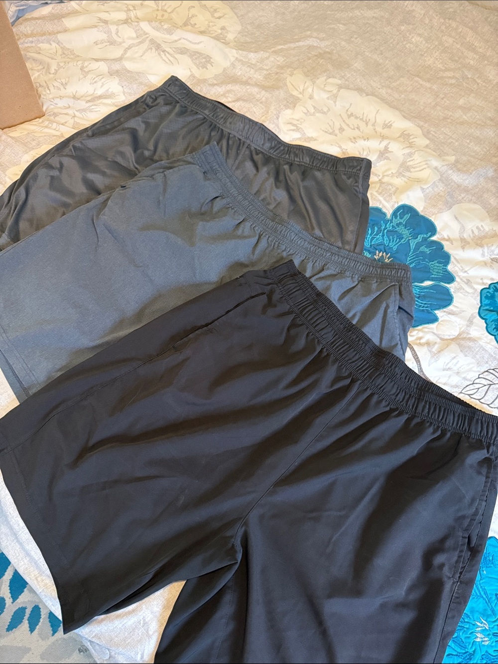Men's Athletic Elastic-Waist Shorts - Black and Gray